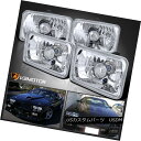 ヘッドライト 4PC 4X6 Square Diamond Cut Crystal Halogen Headlights Head Lamps w/H4 Bul...