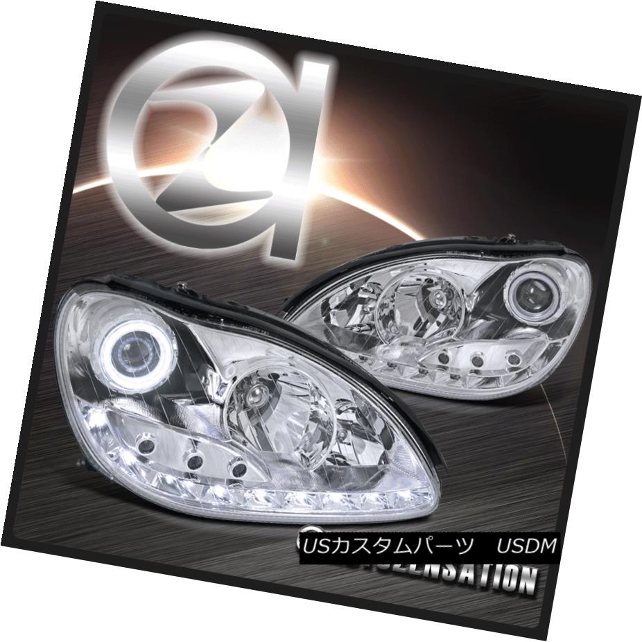 ヘッドライト 00-05 Benz W220 S-Class Chrome Halo Projector Headlights Amber LED Signal 00-05ベンツW220 Sクラスクロームハロープロジェクターヘッドライト アンバー er LED信号