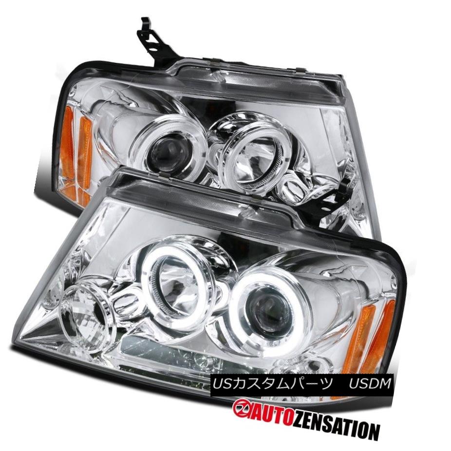 ヘッドライト 04-08 Ford F150 06-08 Lincoln Mark LT Chrome LED DRL Halo Projector Headlights 04-08 Ford F150 06-08リンカーンマークLTクロームLED DRLハロープロジェクターヘッドライト