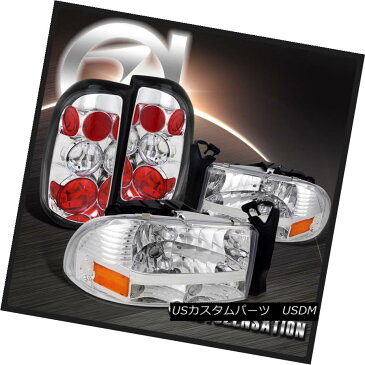 ヘッドライト 97-04 Dodge Dakota Euro Chrome Crystal Headlights+Clear Rear Tail Lamps 97-04ダッジダコタユーロクロームクリスタルヘッドライト+ Cle arリアテールランプ