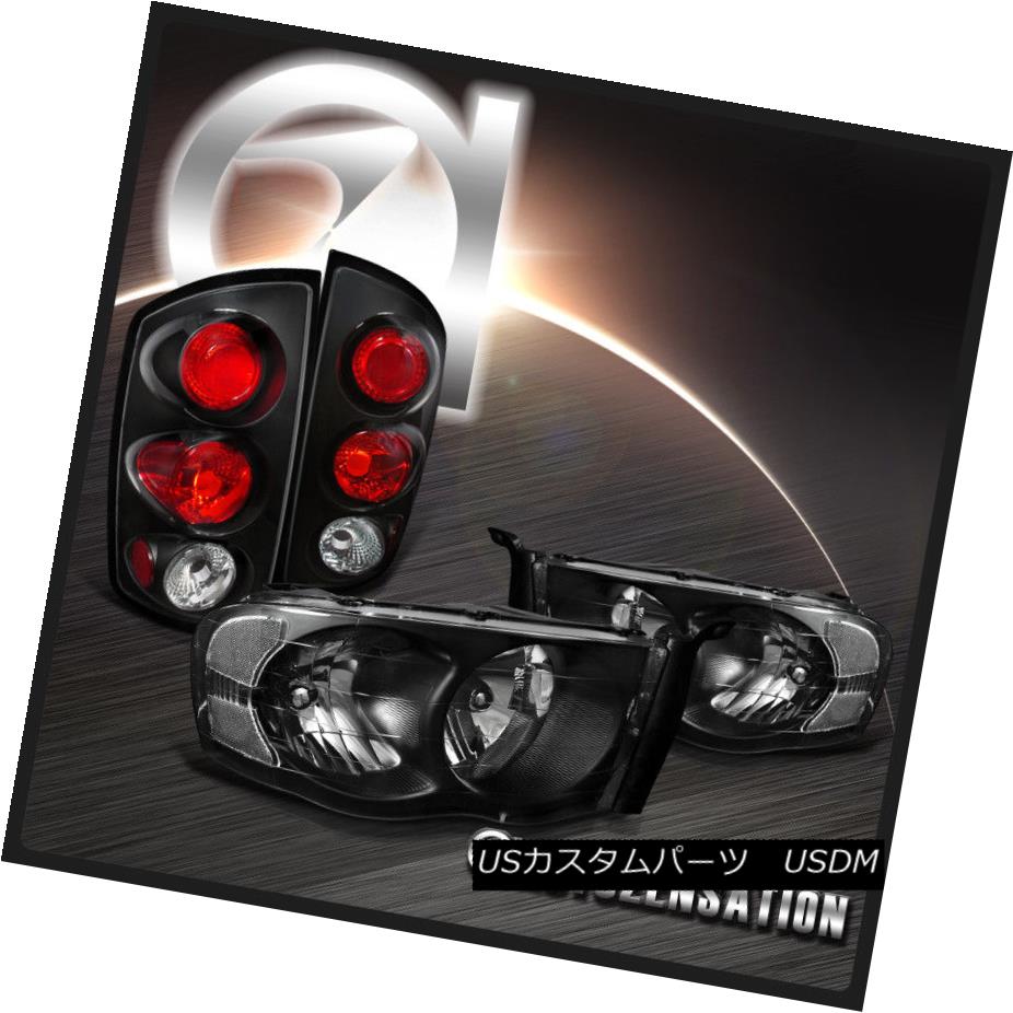 ヘッドライト Dodge 02-05 Ram 1500 03-05 Ram 2500/3500 Black Headlights+Tail Brake Lamps ドッジ02..