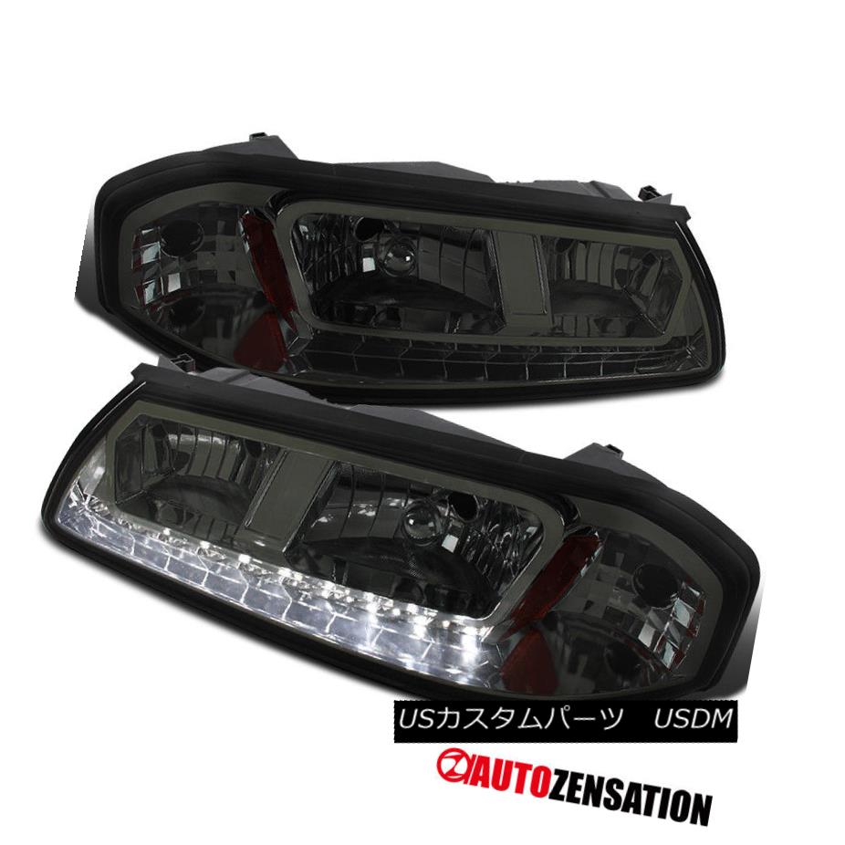 ヘッドライト 2000-2005 Chevy Impala Crystal LED DRL Headlights Smoke Lens Pair 2000-2005シボレーインパラクリスタルLED DRLヘッドライトスモークレンズペア