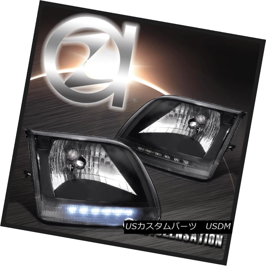 ヘッドライト Ford 97-02 Expedition 97-03 F-150 Diamond Black LED DRL Headlights フォード97-02遠征97-03 F-150ダイヤモンドブラックLED DRLヘッドライト