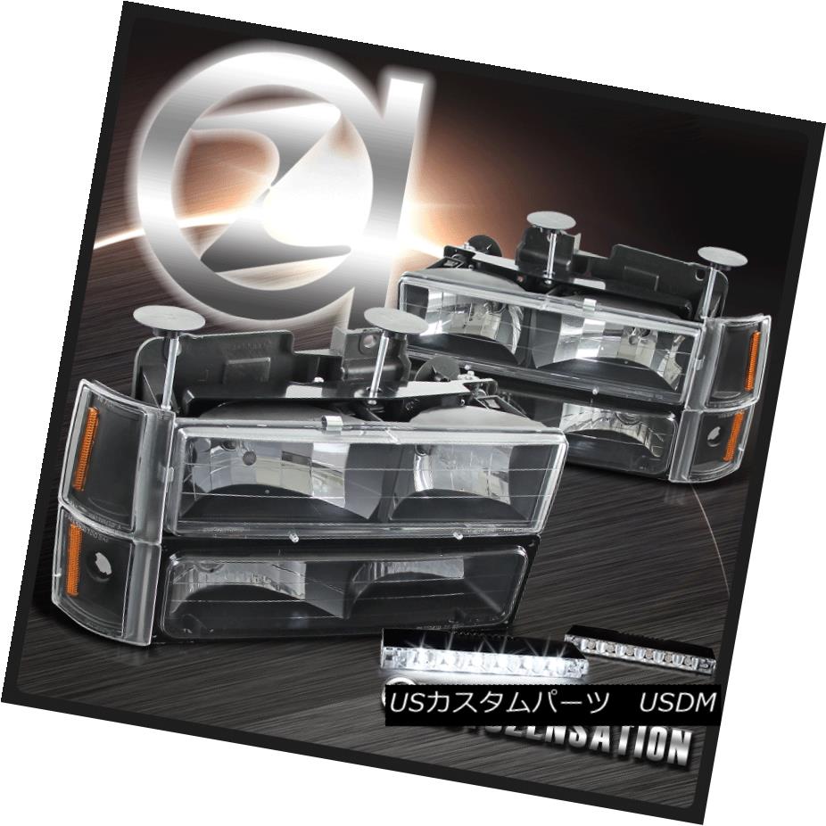 ヘッドライト 94-98 C10 Sierra Yukon Black Headlights+Corner Bumper Lamp+6-LED Bumper Fog Lamp 94-98 C10 Sierra Yukonブラックヘッドライト+ Cor nerバンパーランプ+ 6-LEDバンパーフォグランプ