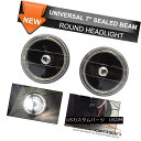 ヘッドライト Fits 7 Inch Round Sealed Beam Black With White Halo Replacement Head Lamp...