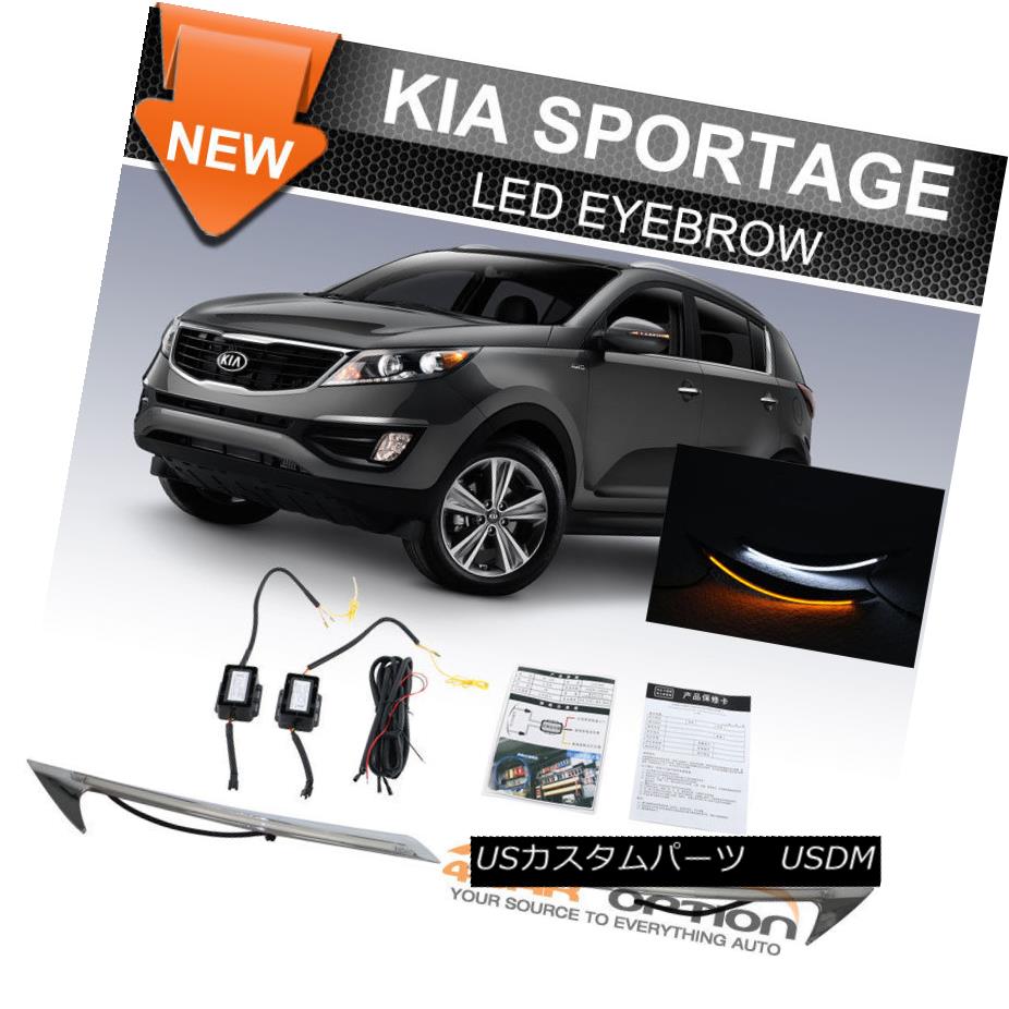 ヘッドライト Fits 11-16 Kia Sportage LED Eyebrow DRL Headlight Turn Signal フィット11-16起亜Spor..