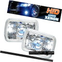 ヘッドライト Fits Halo Projector Headlights 7X6 + H4 6000K Bi-Xenon Haloプロジェクターヘッドライトに...