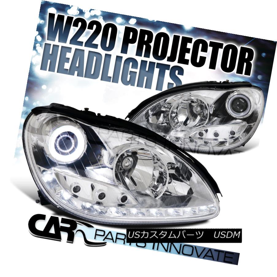 ヘッドライト 00-05 Benz W220 S430 S500 S600 Chrome Halo Projector Headlights LED Signal Lamps 00-05ベンツW220 S430 S500 S600クロームハロープロジェクターヘッドライト LEDシグナルランプ