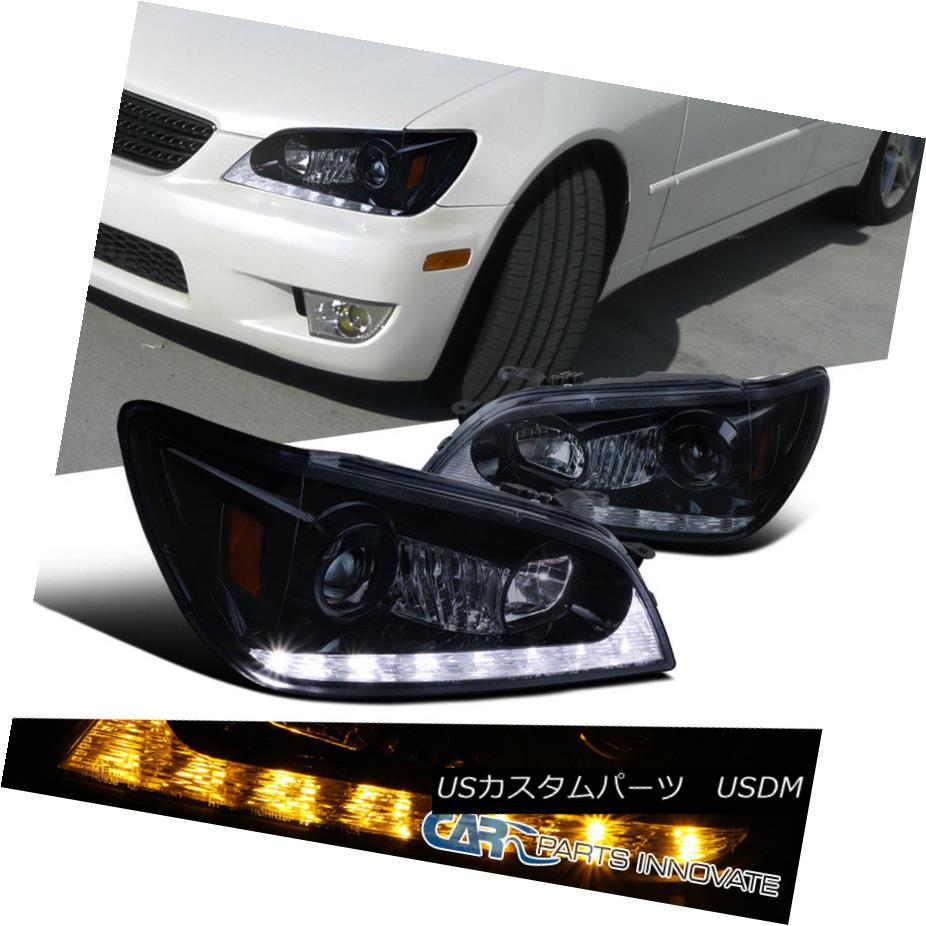 ヘッドライト 01-05 Lexus IS300 Glossy Black LED DRL+Signal Strip Projector Headlights Lamps 01-05 Lexus IS300光沢のある黒色LED DRL +信号ストリッププロジェクターヘッドライトランプ