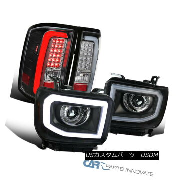 ヘッドライト GMC 14-16 Sierra Black LED Projector Headlights+C Shape LED Tail Brake Lamps GMC 14-16シエラ・ブラックLEDプロジェクター・ヘッドライト+ C形状LEDテール・ブレーキ・ランプ