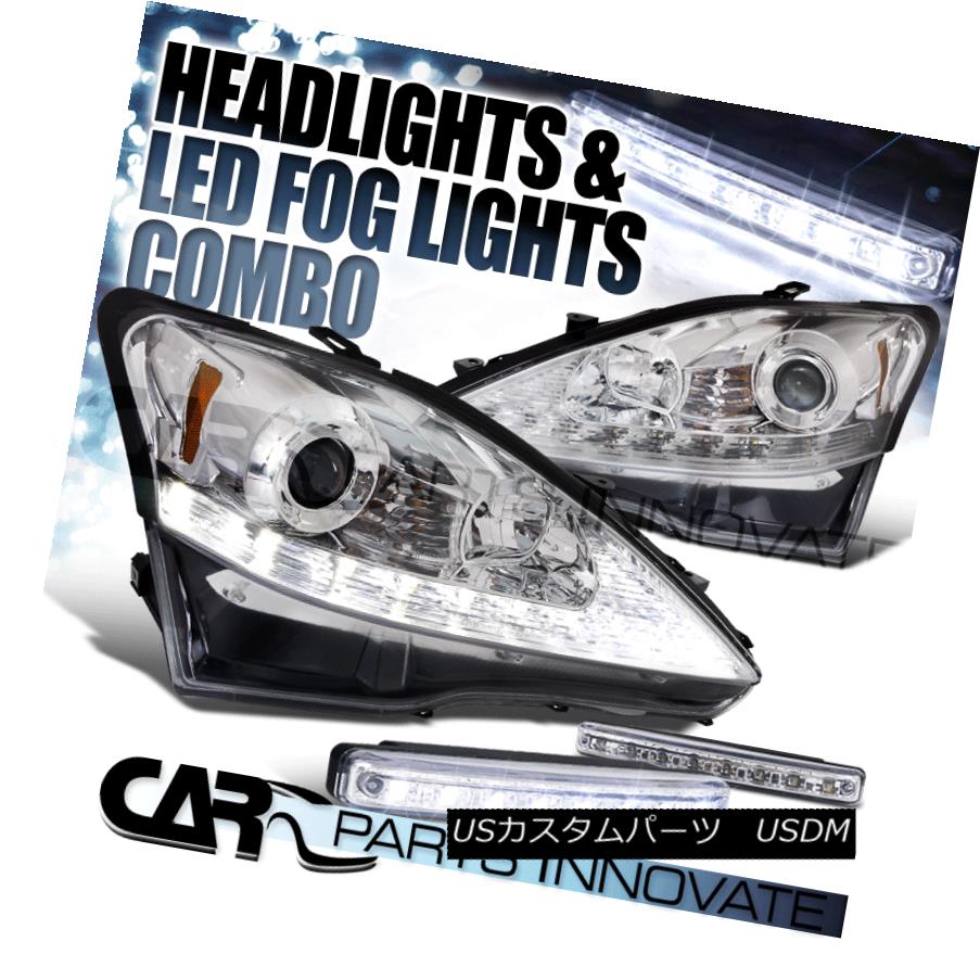 ヘッドライト 2006-2009 IS250 IS350 Chrome SMD LED Strip Projector Headlights+8-LED Fog Lamps 2006-2009 IS250 IS350 Chrome SMD LEDストリッププロジェクターヘッドライト+ 8-L EDフォグランプ
