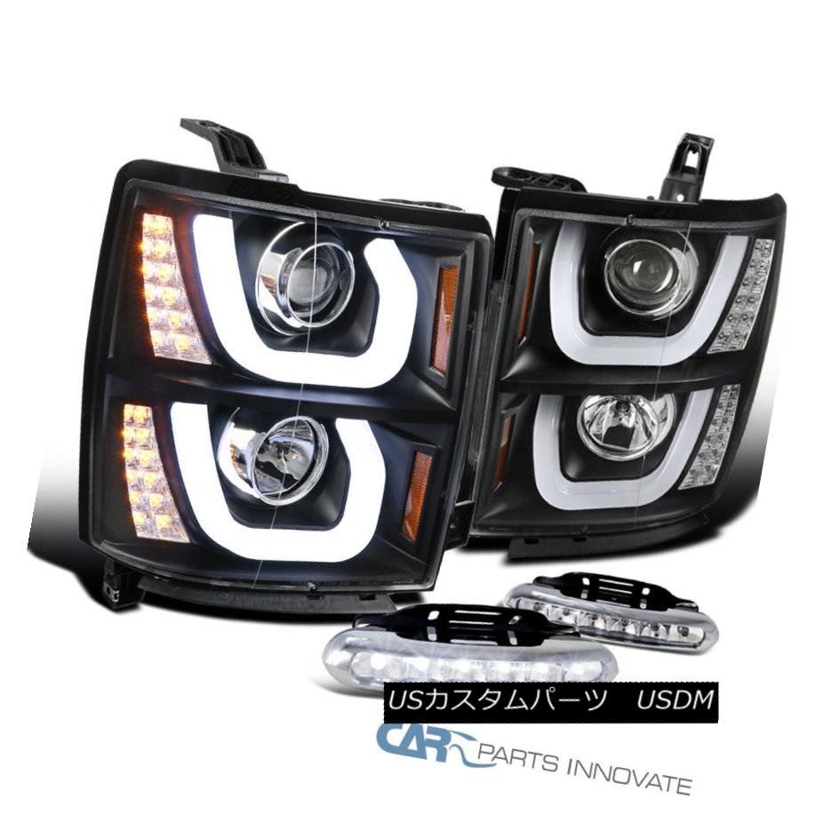 ヘッドライト 14-15 Silverdo Black LED Halo Projector Headlights+LED Signal+6-LED Fog Lamps 14-15 Silverado Black LEDハロープロジェクターヘッドライト+ LED信号+ 6-LEDフォグランプ