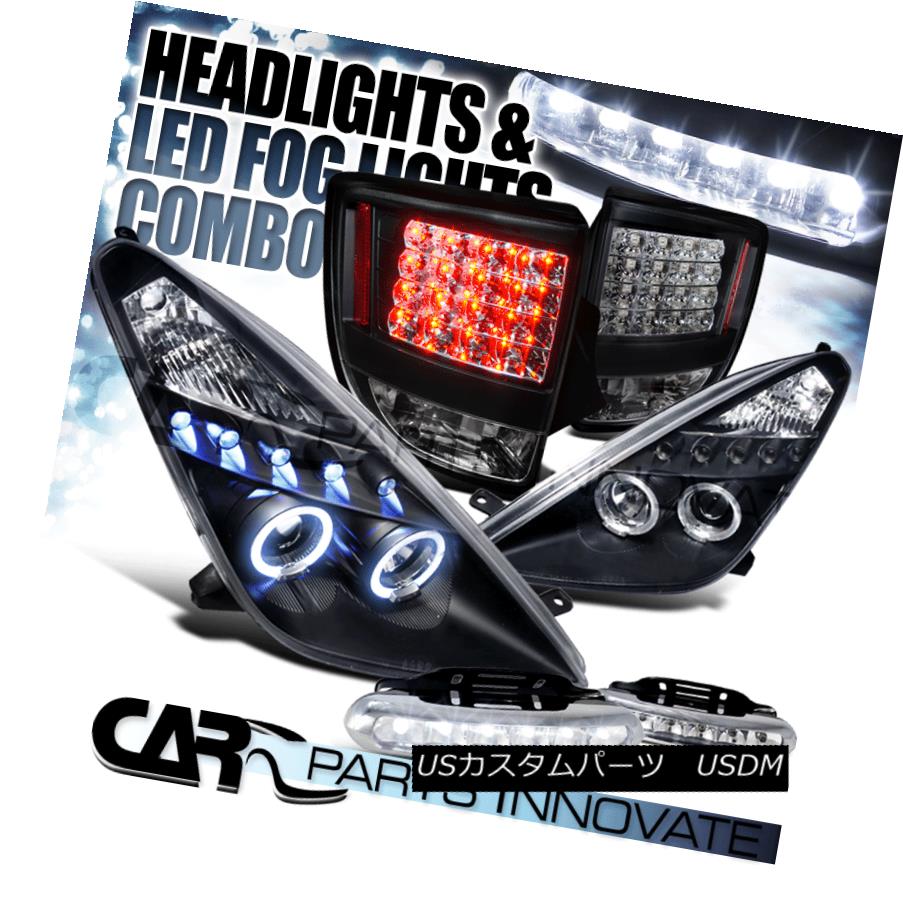 ヘッドライト Black 00-05 Fit Toyota Celica Halo Projector Headlights+Tail Lamps+6-LED Fog ブラック00-05フィットトヨタセリカヘイロープロジェクターヘッドライト+タイ lランプ+ 6-LEDフォグ