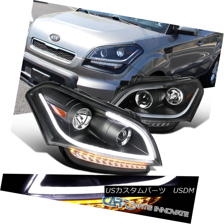 ヘッドライト For 10-11 Kia Soul Black Projector Headlights Driving Head Lamps+LED DRL Signal ヘッドライトを駆動する10?11キアソウルブラックプロジェクターヘッドライト+ LED DRL信号