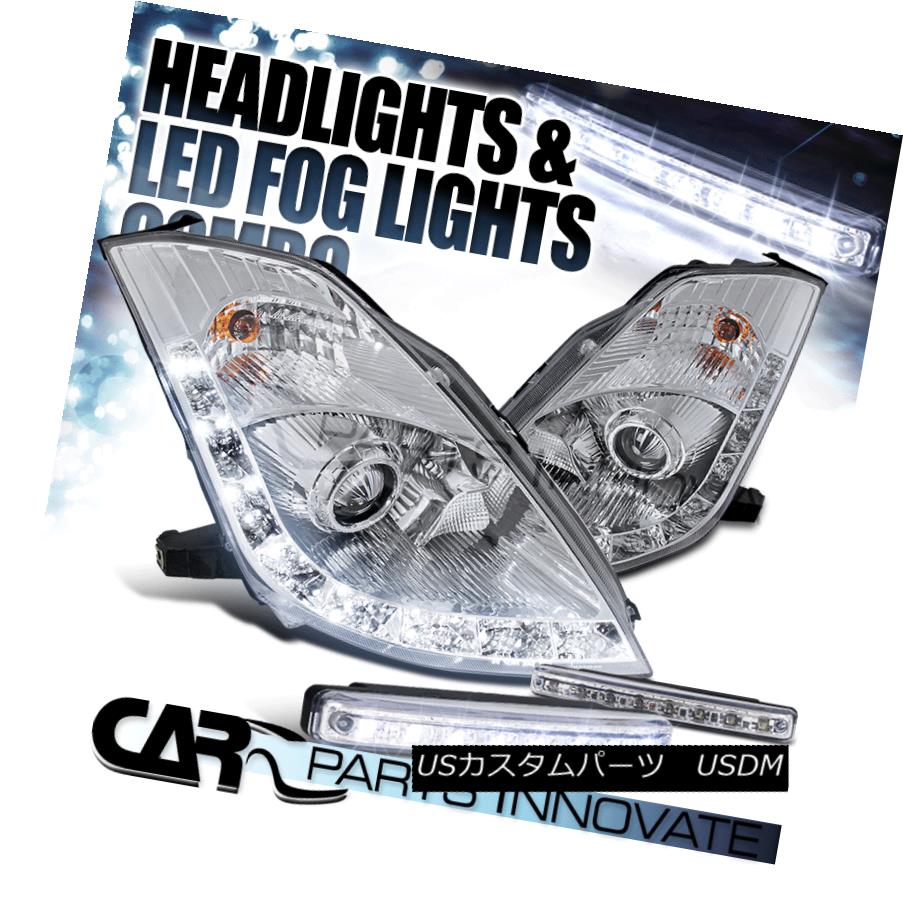 ヘッドライト Fit 06-09 350Z Z33 Fairlady Chrome "HID Type" Projector Headlight+LED Fog Lamp フィット06-09 350Z Z33フェアレディクローム "HIDタイプ"プロジェクターヘッドライト+ LEDフォグランプ