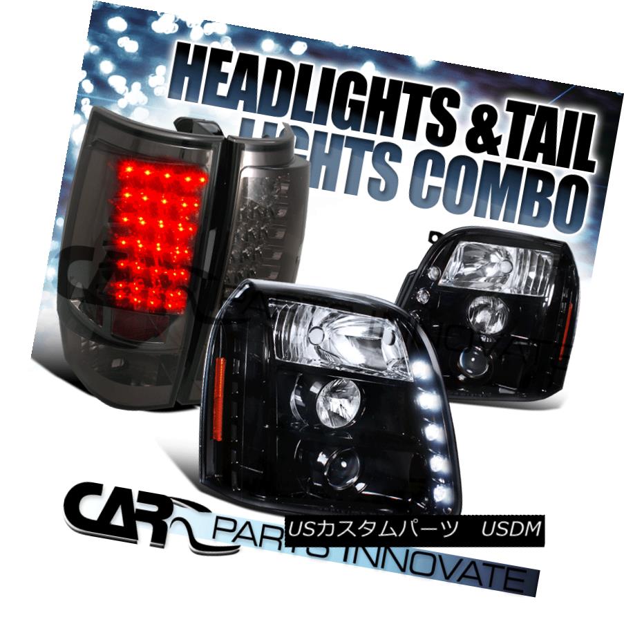 ヘッドライト Glossy Black 07-14 Yukon XL 1500/2500 Projector Headlights+Smoke LED Tail Lamps Glossy Black 07-14 Yukon XL 1500/2500プロジェクターヘッドライト+ Smo ke LEDテールランプ