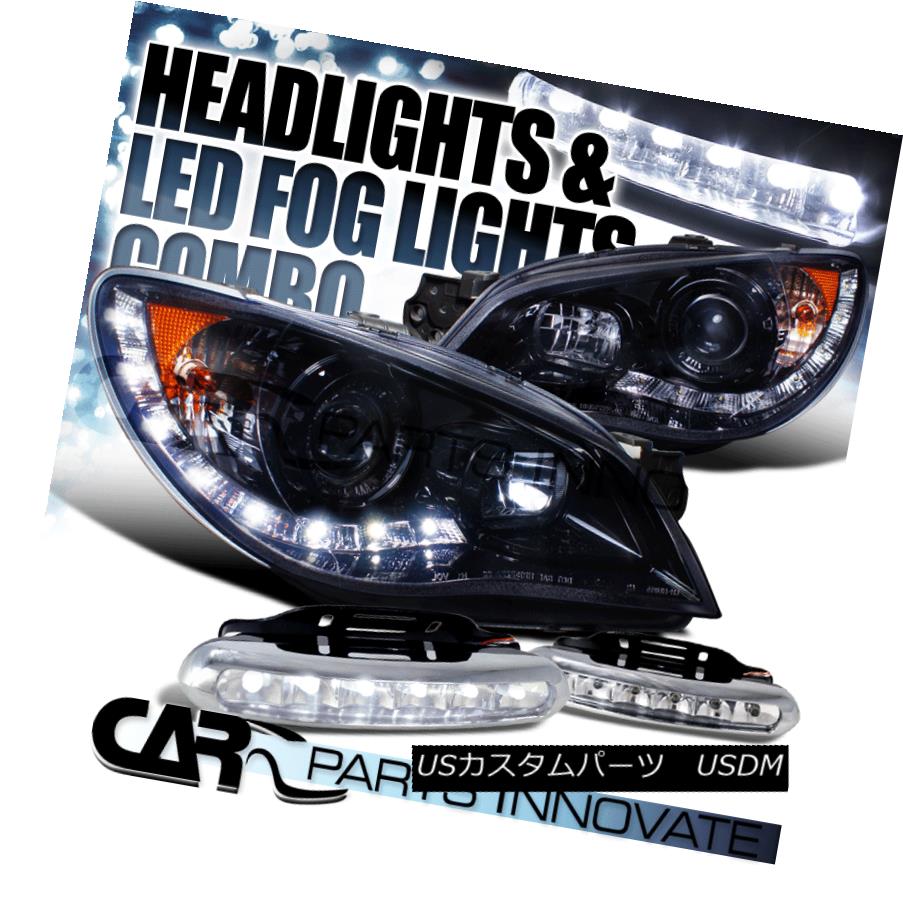 ヘッドライト Glossy Piano Black 06-07 For Impreza DRL Projector Headlights+6-LED Fog Lamps 光沢のあるピアノブラック06-07インプレッサDRL用プロジェクターヘッドライト+ 6-L EDフォグランプ
