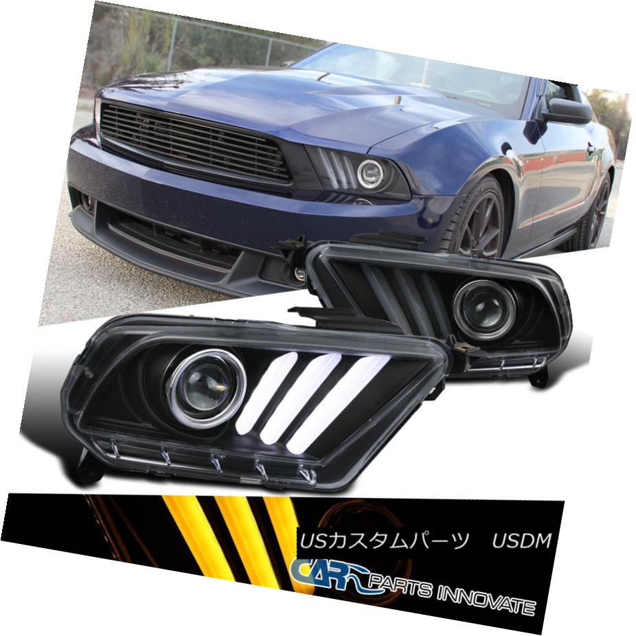 ヘッドライト 10-14 Mustang Sequential LED Signal DRL Black Projector Headlights Clear Pair 10-14マスタングシーケンシャルLED信号DRLブラックプロジェクタヘッドライトクリアペア