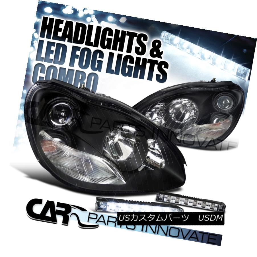 ヘッドライト 00-05 Benz W220 S-Class S430 S500 Black Projector Headlights+6-LED Fog Lamps 00-05ベンツW220 SクラスS430 S500ブラックプロジェクターヘッドライト+ 6-L EDフォグランプ