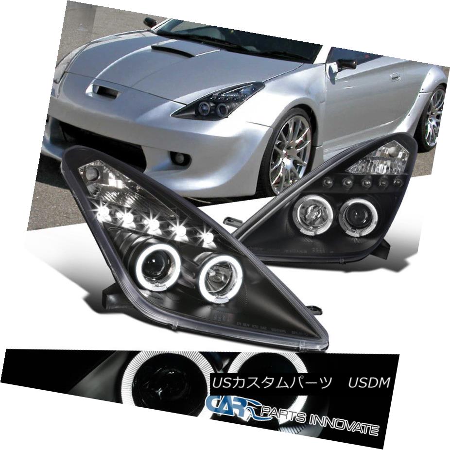 ヘッドライト For Toyota 00-05 Celica Black LED Halo Projector Headlights Head Lights Lamps トヨタ用00-05 Celica Black LED Haloプロジェクターヘッドライトヘッドライトランプ