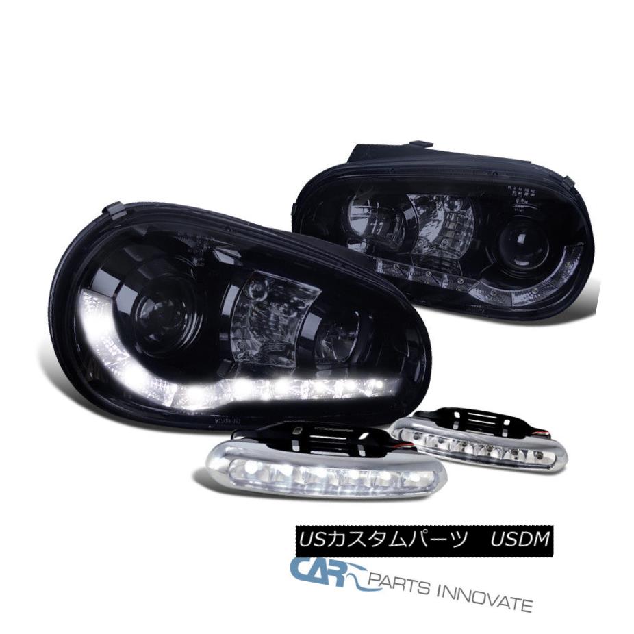 ヘッドライト Glossy Black For VW 99-06 Golf GTI Mk4 LED Projector Headlights+6-LED Fog Lamps VW 99-06用Got Mk4 LEDプロジェクターヘッドライト+ 6-L ED Fogランプ
