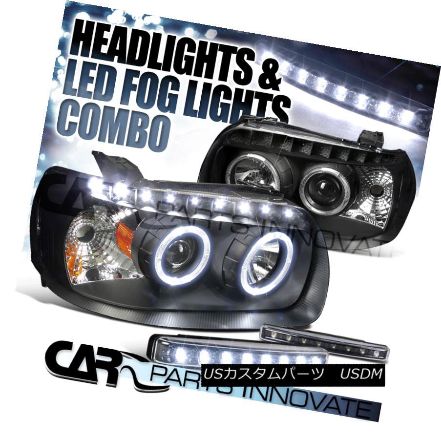 ヘッドライト 05-07 Ford Escape Dual Halo SMD Projector Headlight Black+8-LED Bumper Fog Lamps 05-07 Ford EscapeデュアルHalo SMDプロジェクターヘッドライトブラック+ 8-LEDバンパーフォグランプ