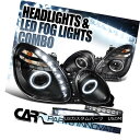 ヘッドライト 98-05 Lexus GS430 400 Black SMD DRL Halo Projector Headlights+6-LED Fog Lamps 98-05 Lexus GS430 400ブラックSMD DRLハロープロジェクターヘッドライト+ 6-L EDフォグランプ