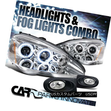 ヘッドライト 02-04 Acura RSX Clear Dual Halo LED Projector Headlights+Fog Lights Bumper Lamps 02-04アキュラRSXクリアデュアルハローLEDプロジェクターヘッドライト+フォグライトバンパーランプ