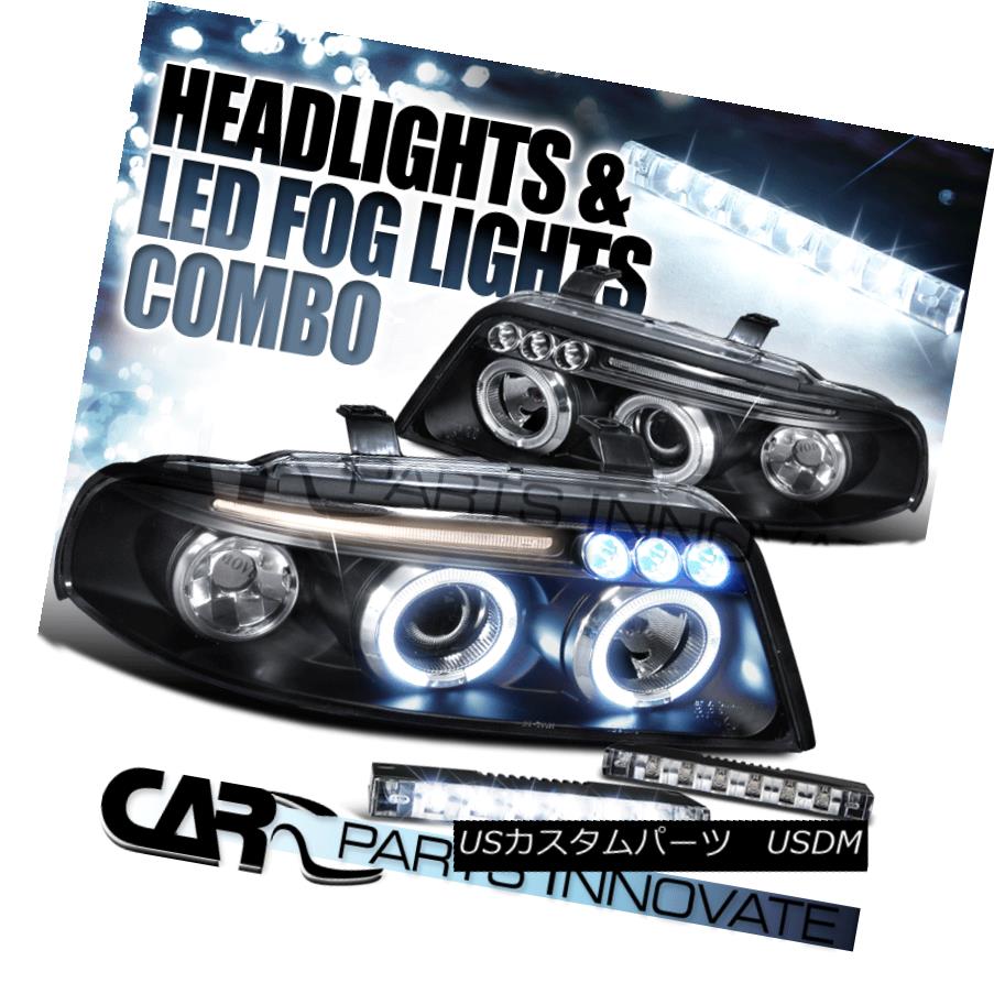 ヘッドライト For 99-01 Audi A4 Black Dual Halo LED Projector Headlights+Slim 6-LED Fog Lamps 99-01用Audi A4 Blackデュアル・ハローLEDプロジェクター・ヘッドライト+ Sli m 6-LEDフォグ・ランプ