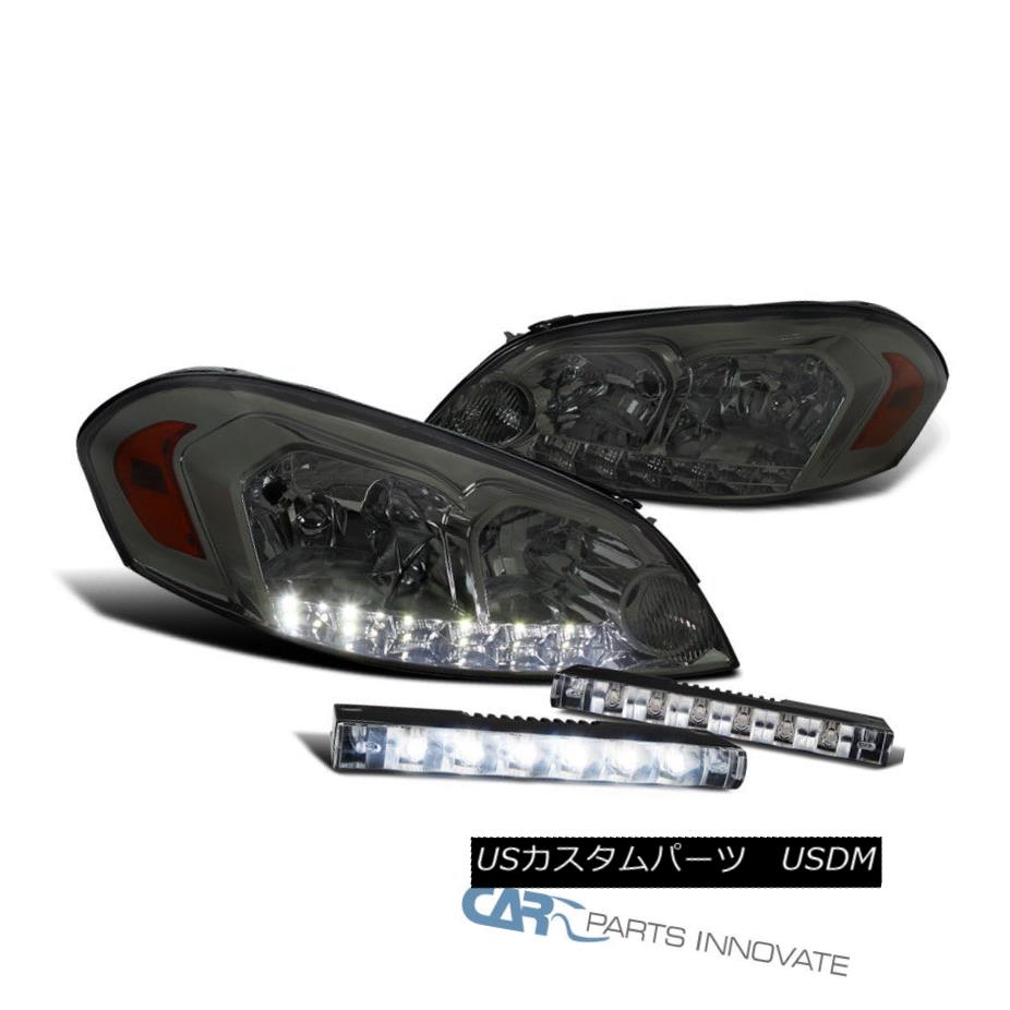 ヘッドライト Chevy 06-13 Impala 06-07 Monte Carlo Smoke LED Headlights+Slim 6-LED Fog Lights シボレー06-13インパラ06-07モンテカルロ煙LEDヘッドライト+スリ m 6-LEDフォグライト
