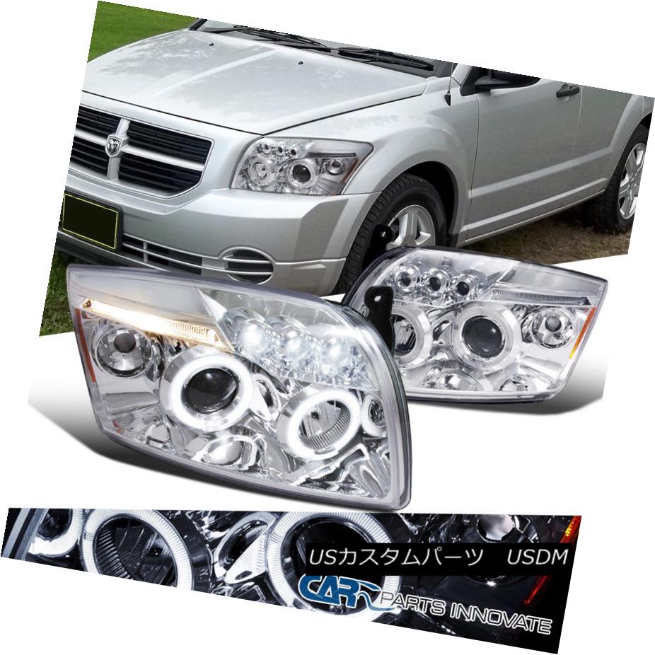 ヘッドライト Dodge 07-12 Caliber LED Halo Projector Headlights Lamp Chrome ドッジ07-12キャリバーLEDハロープロジェクターヘッドライトランプクローム