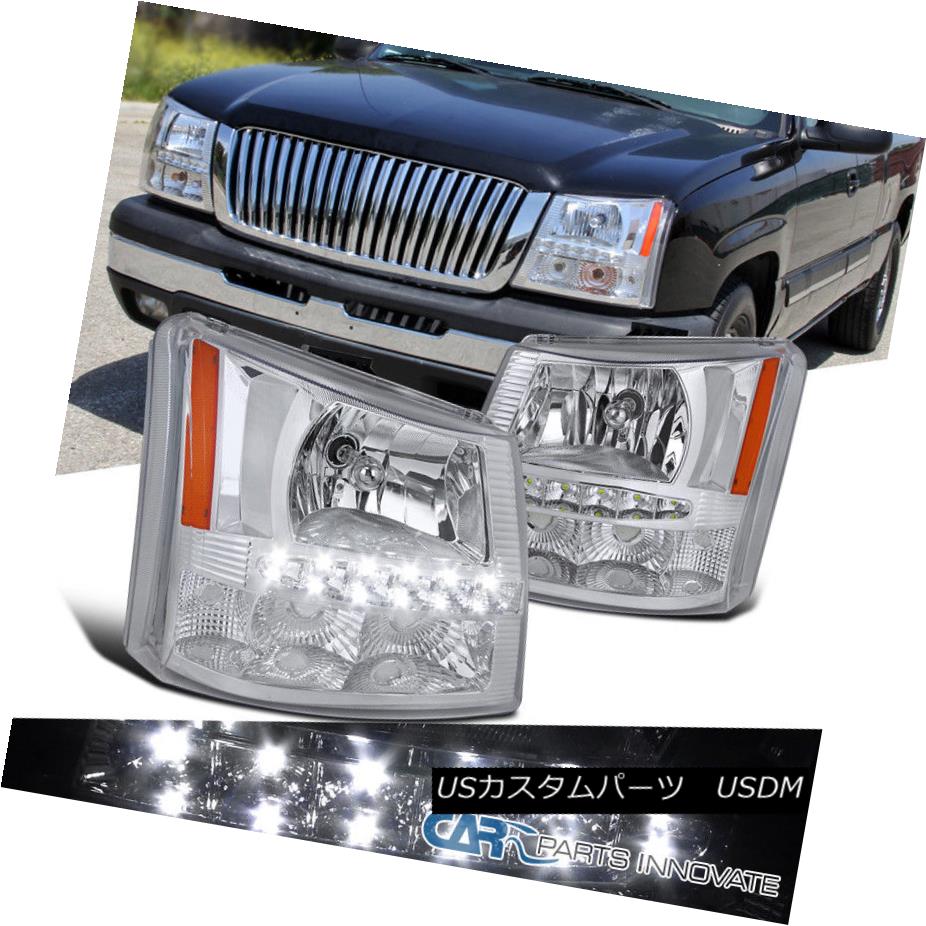 ヘッドライト 03-07 Silverado Avalanche 2in1 Chrome Clear Headlights Bumper Lamps+SMD LED Pair 03-07 Silverado雪崩2in1クロームクリアヘッドライトバンパーランプ+ SMD LEDペア