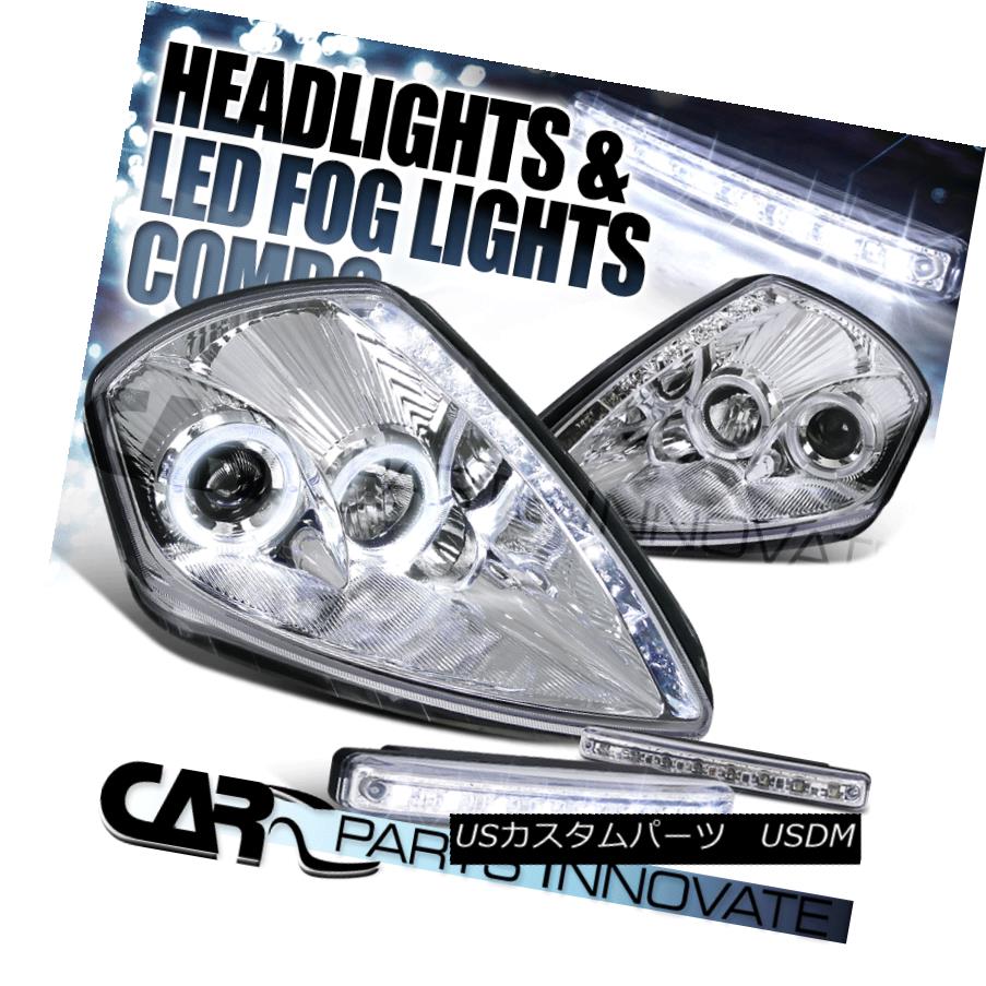 ヘッドライト 00-05 Eclipse SMD DRL Chrome Halo Projector Headlights+8-LED Fog Lamps 00-05 Eclipse SMD DRLクロームハロープロジェクターヘッドライト+ 8-L EDフォグランプ
