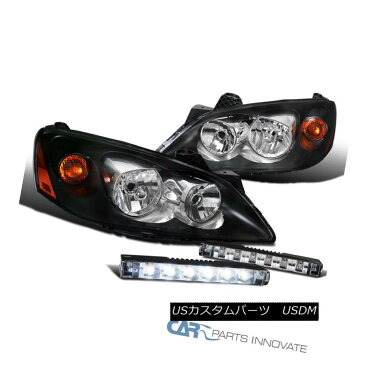 ヘッドライト Black Pontiac 05-10 G6 Replacement Headlights+LED DRL Fog Lights Bumper Lamps ブラックポンティアック05-10 G6交換用ヘッドライト+ LED DRLフォグライトバンパーランプ