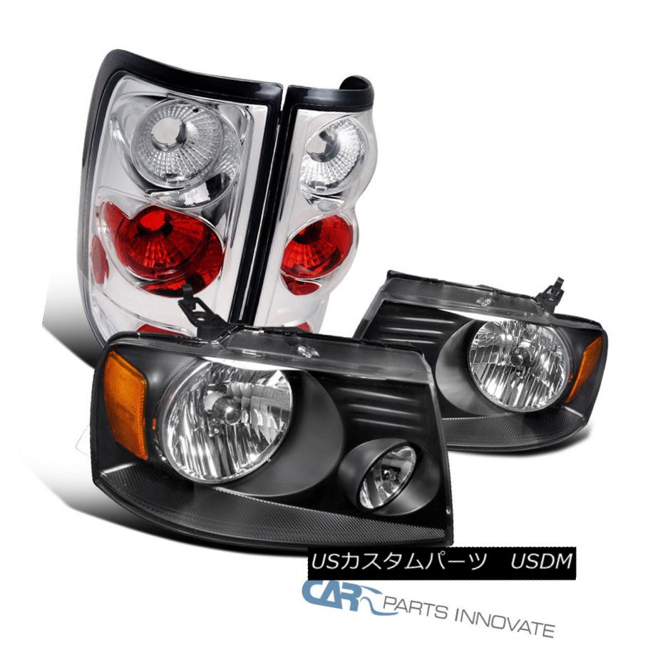 ヘッドライト 04-08 Ford F150 Euro Black Crystal Head Lights Lamp + Altezza Chrome Tail Lights 04-08 Ford F150ユーロブラッククリスタルヘッドライトランプ+ Altezzaクロームテールライト