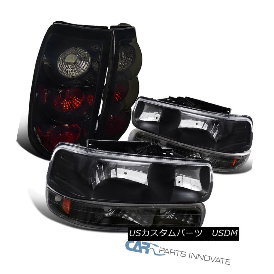 ヘッドライト 99-02 Silverado Fleetside Black Headlights+Bumper Lamps+Dark Smoke Tail Lights 99-02 Silverado Fleetsideブラックヘッドライト+バーン 、ランプごと+ダークスモークテールライト