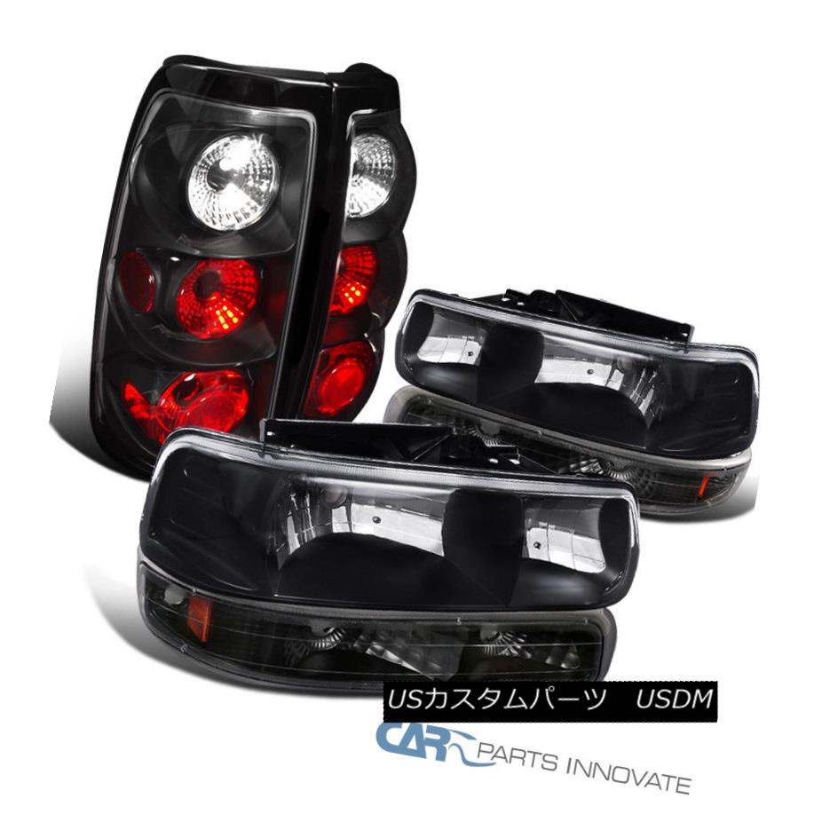 ヘッドライト 99-02 Chevy Silverado Fleetside Black Headlights+Bumper Lamps+Tail Lights 99-02 Chevy Silverado Fleetsideブラックヘッドライト+バーン 1ランプ+テールライト