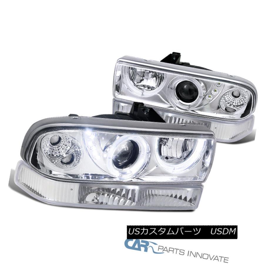 ヘッドライト 98-04 Chevy S10 Blazer Clear SMD LED DRL Halo Projector Headlights+Bumper Lamps 98-04 Chevy S10 BlazerクリアSMD LED DRLハロープロジェクターヘッドライト+バーン /ランプ