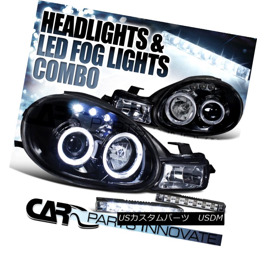 ヘッドライト Glossy Black 00-02 Dodge Plymouth Neon Halo Projector Headlights+6-LED Fog Lamps Glossy Black 00-02 Dodge Plymouthネオンハロープロジェクターヘッドライト+ 6-L EDフォグランプ