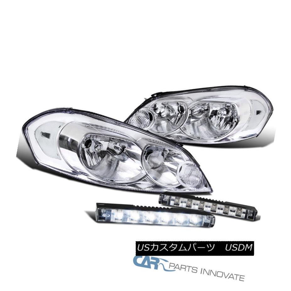 ヘッドライト Chevy 06-13 Impala 06-07 Monte Carlo Clear Headlights+Slim 6-LED DRL Fog Lights シボレー06-13インパラ06-07モンテカルロクリアヘッドライト+スリ m 6-LED DRLフォグライト