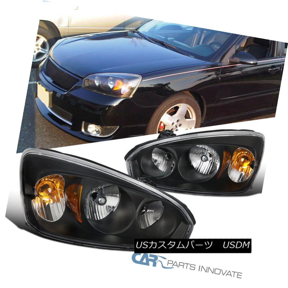 ヘッドライト 04-08 Chevy Malibu Replacement Black Headlights Driving Lights Head Lamps Pair 04-08シボレーマリブ交換用ブラックヘッドライト運転灯ヘッドランプペア