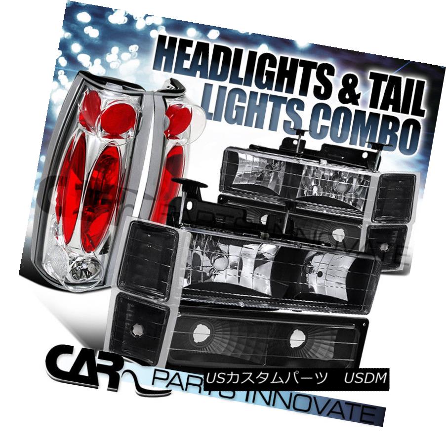 ヘッドライト 94-98 Chevy C10 C/K 1500 2500 Black Headlights+Bumper Corner+Chrome Tail Lamp 94-98 Chevy C10 C / K 1500 2500ブラックヘッドライト+ブーン /コーナー+クロームテールランプ