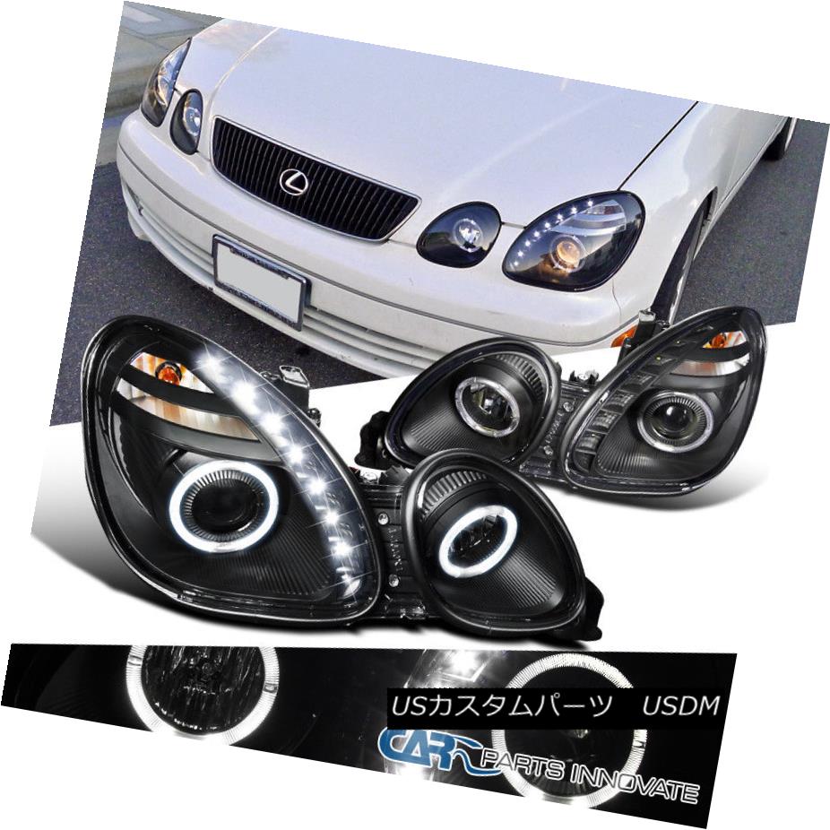 ヘッドライト Lexus 2001-2005 GS430 GS400 GS300 LED Halo Projector Headlights Lamps Black Pair Lexus 2001-2005 GS430 GS400 GS300 LEDハロープロジェクターヘッドライトランプブラックペア