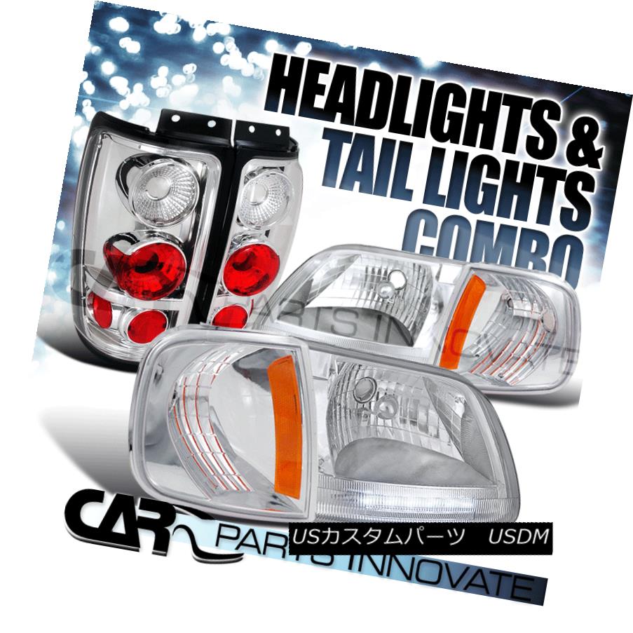 ヘッドライト 1997-2002 Ford Expedition Chrome LED DRL Headlights+Corner+Clear Tail Lamps 1997-2002 Ford ExpeditionクロームLED DRLヘッドライト+ Cor ner +クリアテールランプ