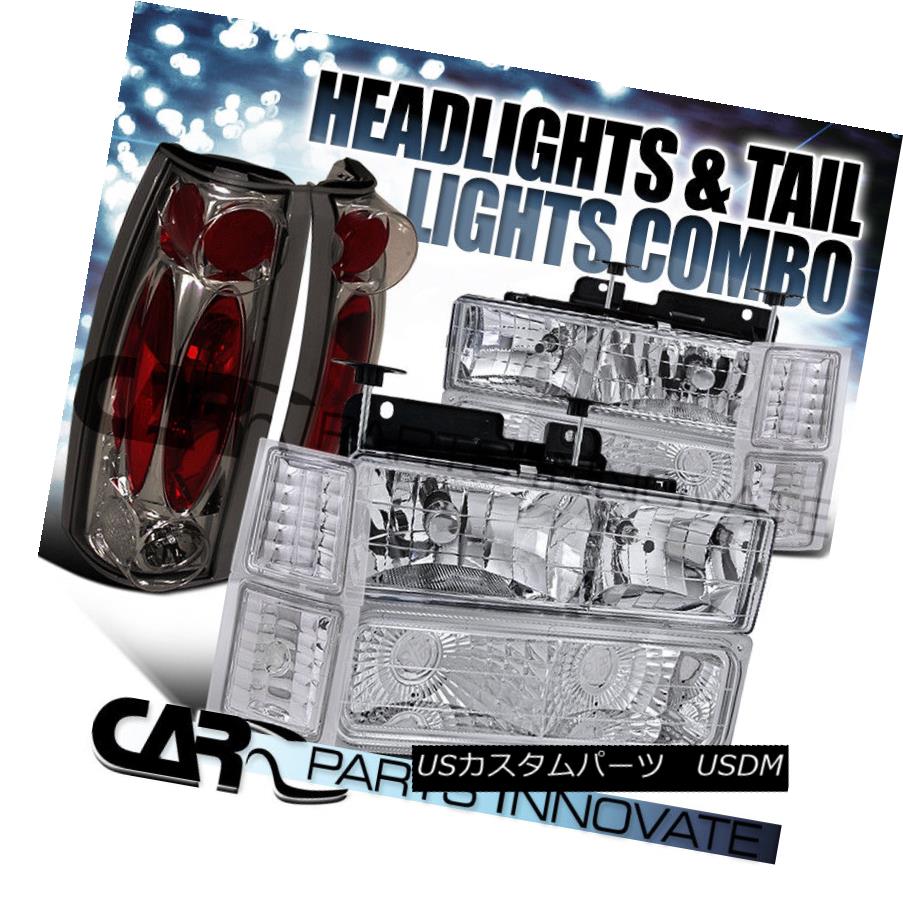 ヘッドライト 94-98 Chevy C10 C/K 1500 2500 Clear Headlights+Bumper Corner+Smoke Tail Lamp 94-98シェビーC10 C / K 1500 2500クリアヘッドライト+ブーン /コーナー+スモークテールランプ