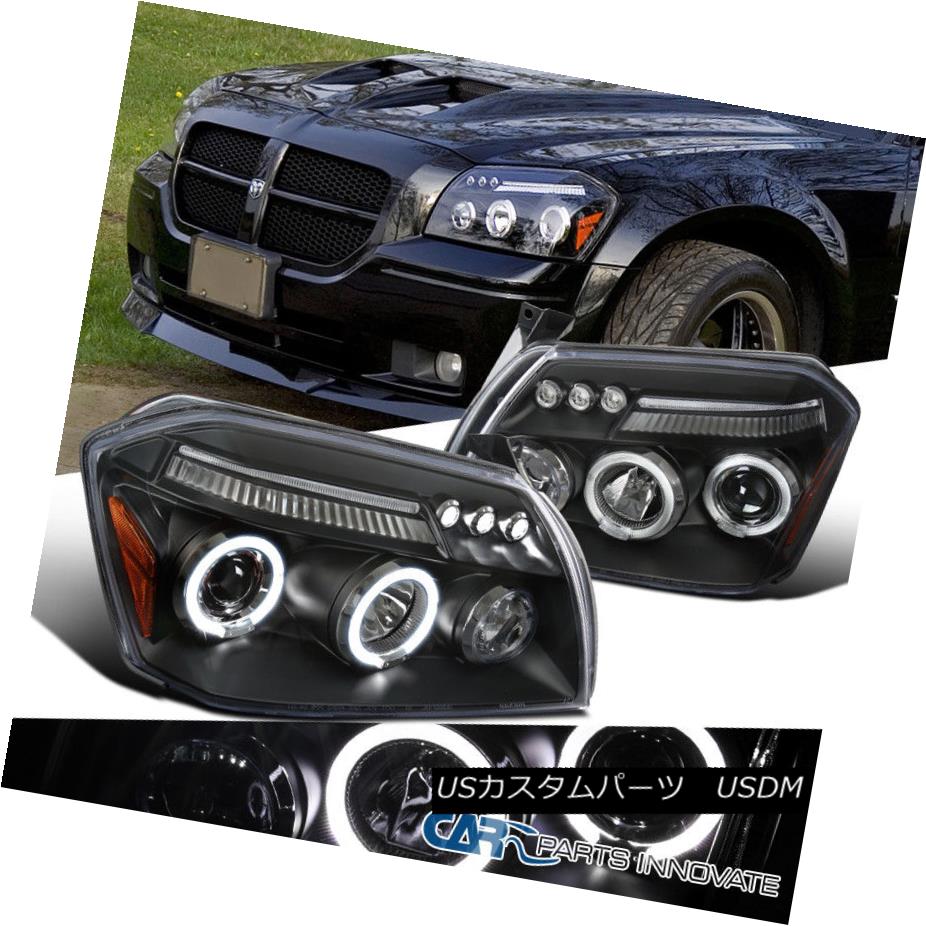 ヘッドライト Dodge 05-07 Magnum LED Halo Projector Headlights Driving Head Lamps Black Clear ドッジ05-07マグナムLEDハロープロジェクターヘッドライトドライビングヘッドランプブラッククリア