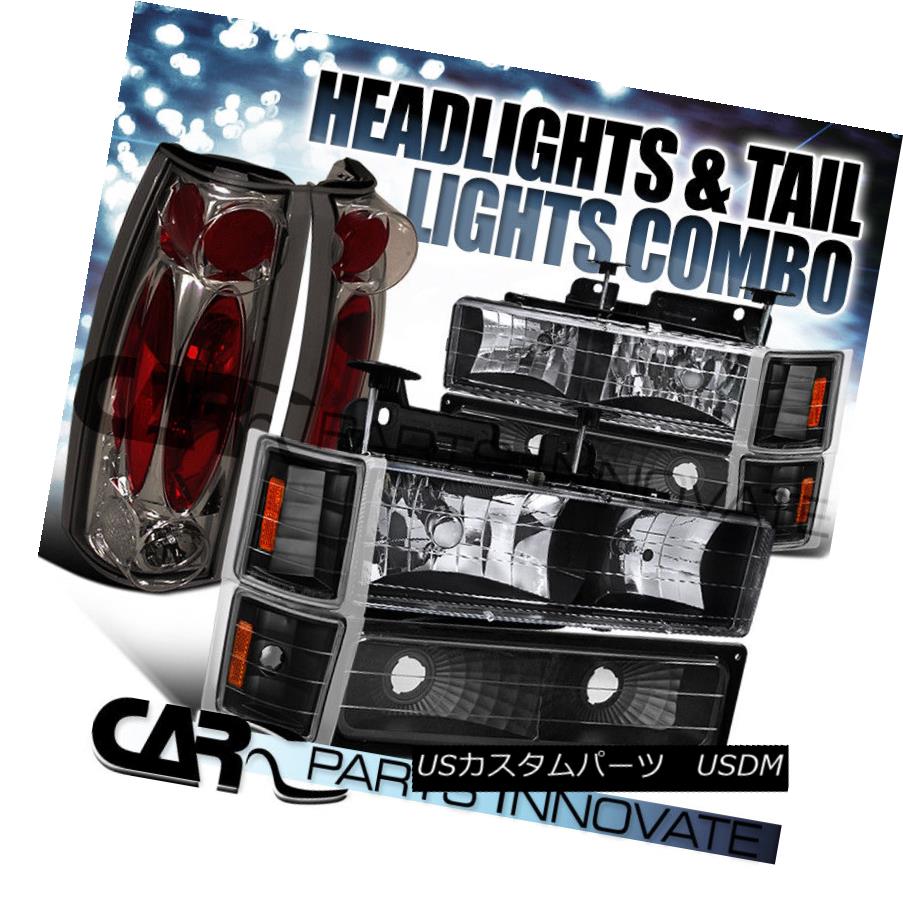 ヘッドライト 94-99 Suburban 1500/2500 Black Headlights+Bumper Corner+Smoke Tail Lamp 94-99郊外の1500/2500ブラックヘッドライト+バーン /コーナー+煙テールランプ