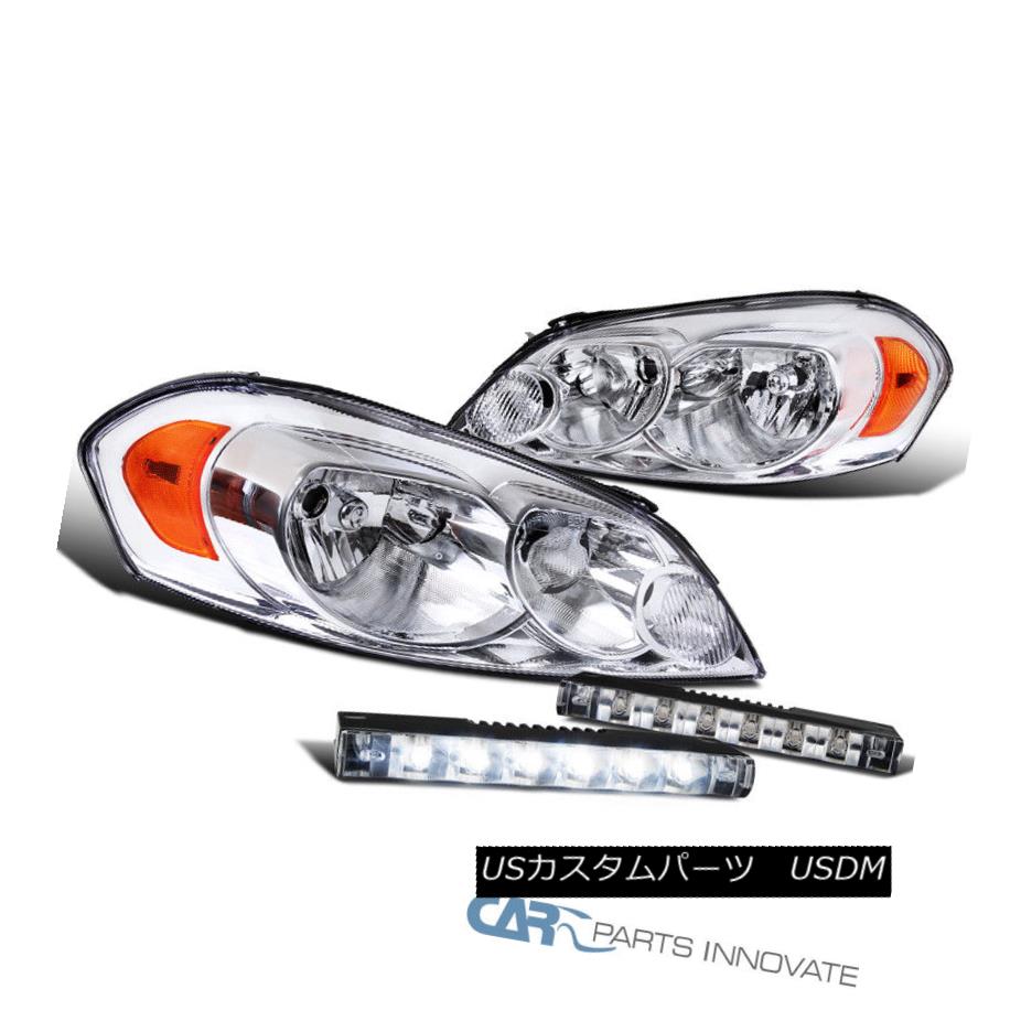 ヘッドライト Chevy 06-13 Impala 06-07 Monte Carlo Clear Headlights+Slim 6-LED DRL Fog Lights シ..