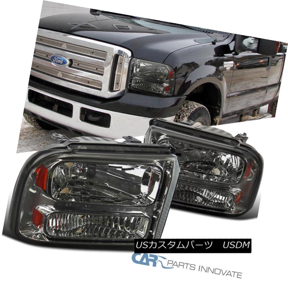 ヘッドライト Ford 2005-2007 F250/F350/F450/F550 2005 Excursion Pickup Smoke Lens Headlights フォード2005-2007 F250 / F350 / F450 / F550 2005エクスカーションピックアップスモークレンズヘッドライト