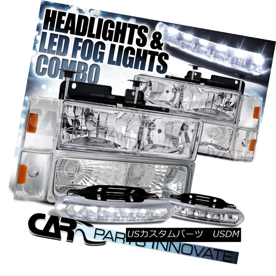 ヘッドライト 88-93 C10 C/K Yukon Blazer Chrome Headlights+Bumper Corner Lights+6-LED Fog Lamp 88-93 C10 C / K Yukon Blazerクロームヘッドライト+ Bum /コーナーライト+ 6-LEDフォグランプ